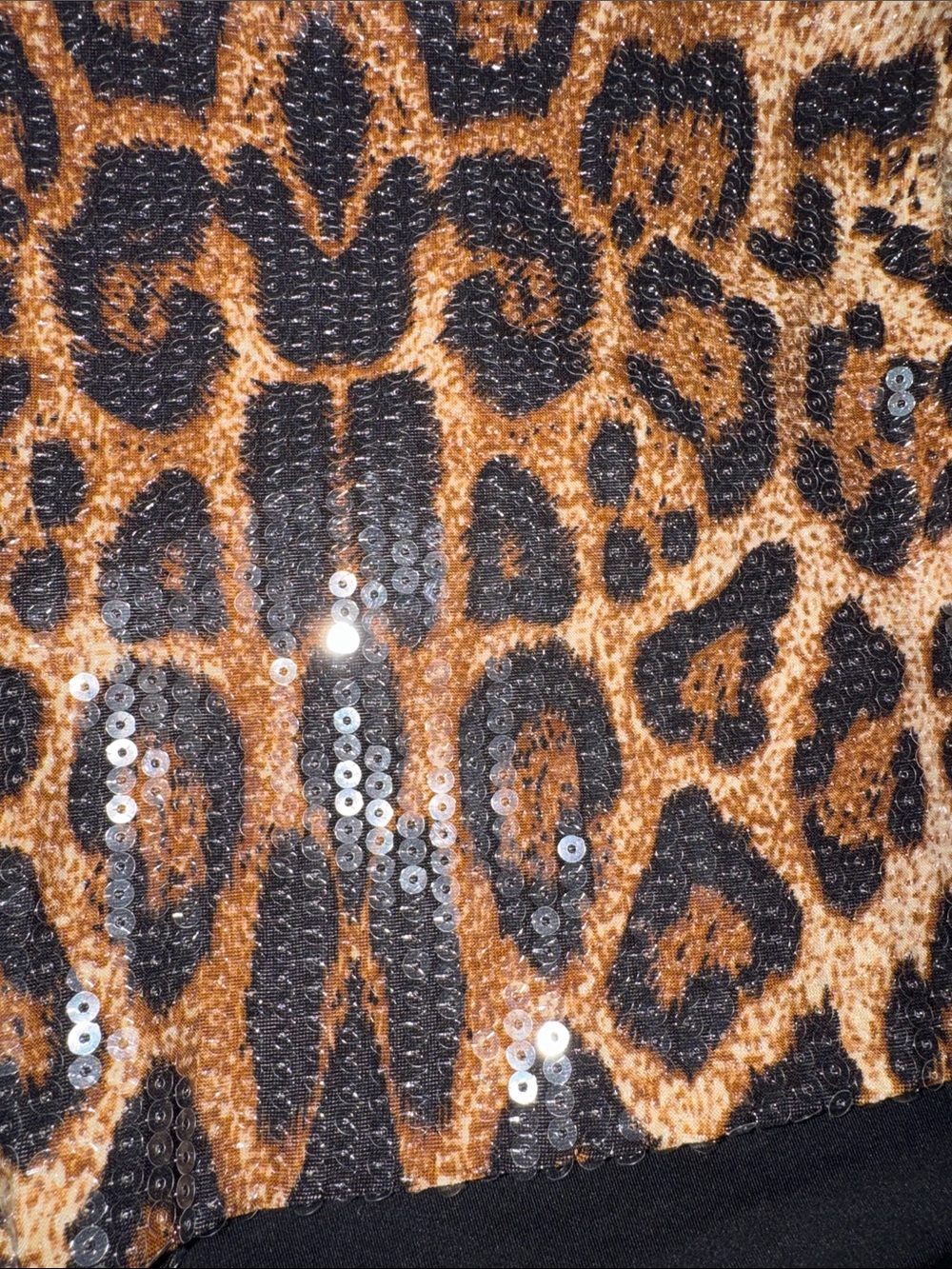EdiKted Leopard Print Sequins Micro Shorts - Picture 3 of 5